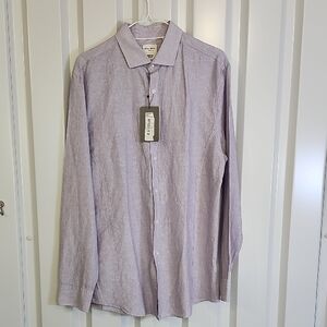 Baird McNutt Men's Purple Linen Cotton Murano Slim Fit Button Up Shirt Sz Large